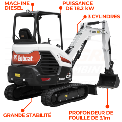 Mini-pelle E34 disponible en commande dans l'un de vos magasins loxagri lambin bobcat hauts de france