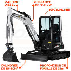 Mini-pelle E35z disponible à la commande dans vos magasins Loxagri Lambin Bobcat dans les hauts de france