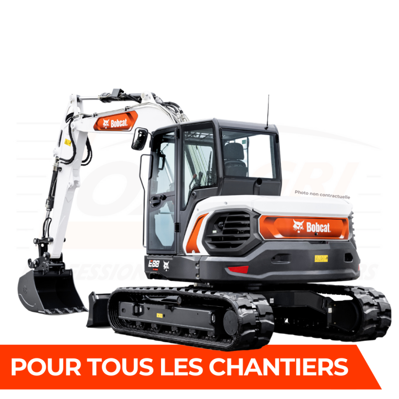 Mini-pelle E88 commandable dans vos magasins loxagri lambin bobcat dans les hauts de france